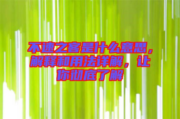 不速之客是什么意思，解釋和用法詳解，讓你徹底了解