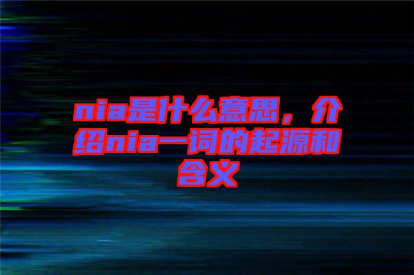 nia是什么意思，介紹nia一詞的起源和含義