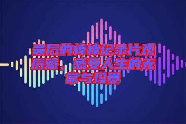 最后的棒棒紀(jì)錄片觀后感，感受人生的無常與珍貴