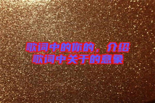 歌詞中的你的，介紹歌詞中關(guān)于的意象