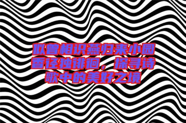 似曾相識(shí)燕歸來小園香徑獨(dú)徘徊，探尋詩(shī)歌中的美好之境