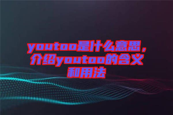 youtoo是什么意思，介紹youtoo的含義和用法