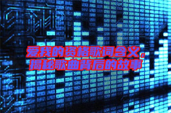 愛我的資格歌詞含義，揭秘歌曲背后的故事