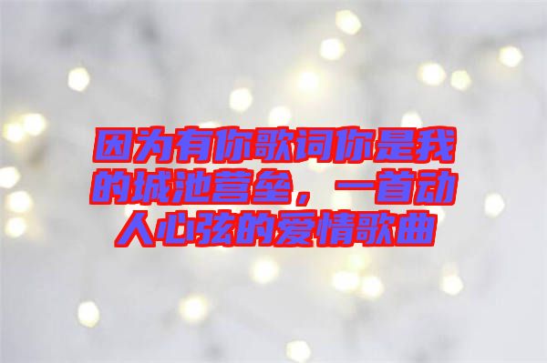 因?yàn)橛心愀柙~你是我的城池營壘，一首動(dòng)人心弦的愛情歌曲