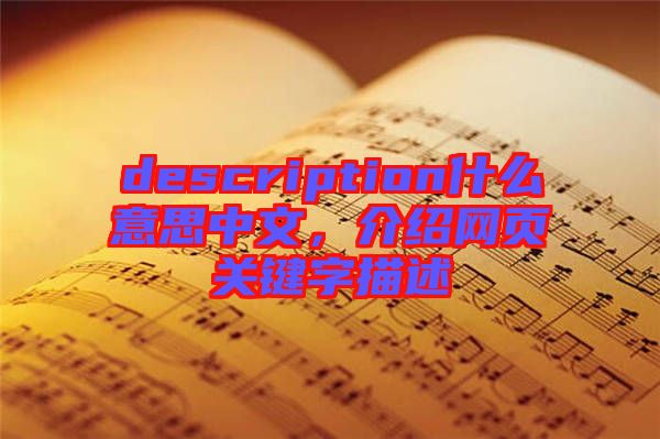 description什么意思中文，介紹網(wǎng)頁關(guān)鍵字描述