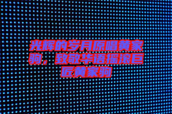 光輝的歲月原唱黃家駒，致敬華語(yǔ)搖滾巨匠黃家駒
