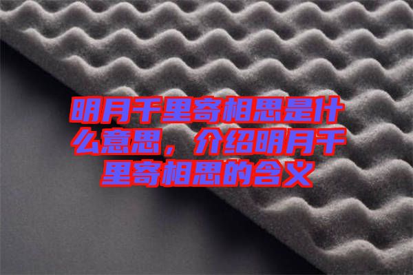 明月千里寄相思是什么意思，介紹明月千里寄相思的含義