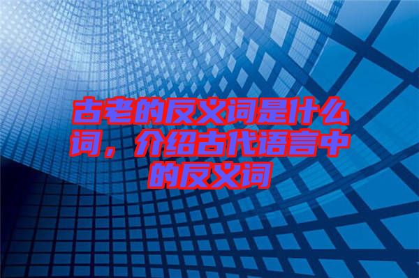 古老的反義詞是什么詞，介紹古代語言中的反義詞