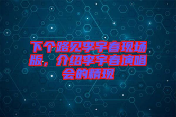 下個(gè)路見李宇春現(xiàn)場(chǎng)版，介紹李宇春演唱會(huì)的精現(xiàn)
