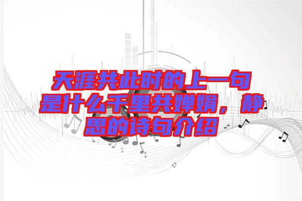 天涯共此時的上一句是什么千里共嬋娟，靜思的詩句介紹