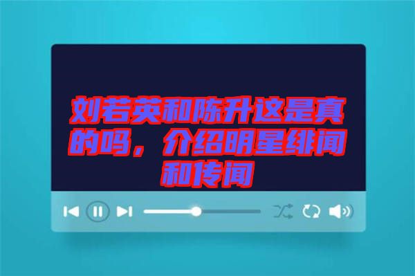 劉若英和陳升這是真的嗎，介紹明星緋聞和傳聞