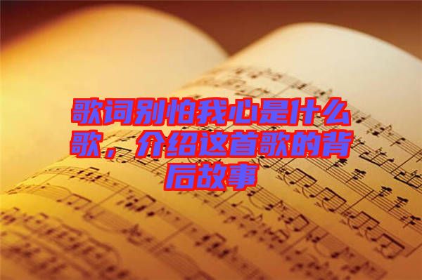 歌詞別怕我心是什么歌，介紹這首歌的背后故事