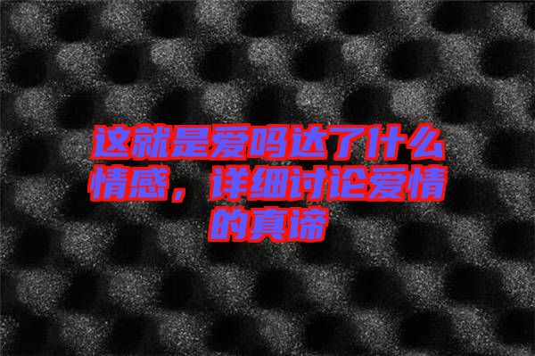這就是愛嗎達(dá)了什么情感，詳細(xì)討論愛情的真諦