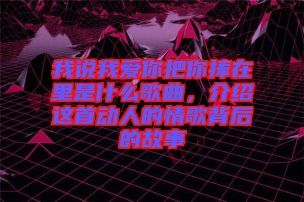 我說我愛你把你捧在里是什么歌曲，介紹這首動人的情歌背后的故事