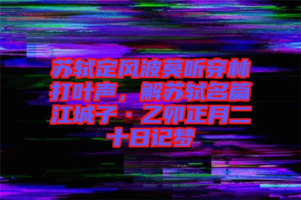 蘇軾定風(fēng)波莫聽穿林打葉聲，解蘇軾名篇江城子·乙卯正月二十日記夢