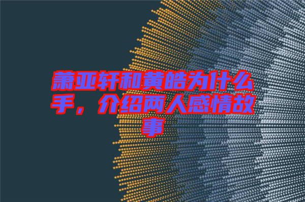 蕭亞軒和黃皓為什么手，介紹兩人感情故事