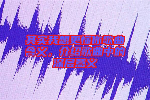 其實我想更懂你歌曲含義，介紹歌曲中的深層意義