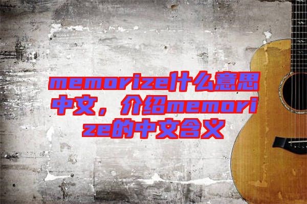 memorize什么意思中文，介紹memorize的中文含義