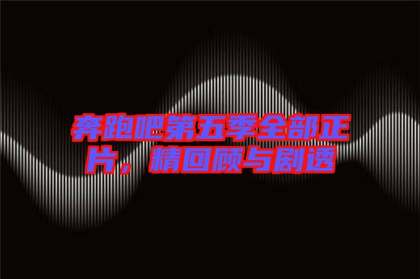 奔跑吧第五季全部正片，精回顧與劇透