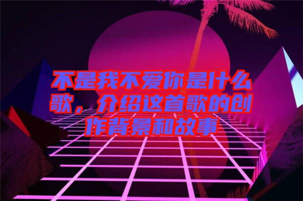 不是我不愛你是什么歌，介紹這首歌的創(chuàng)作背景和故事