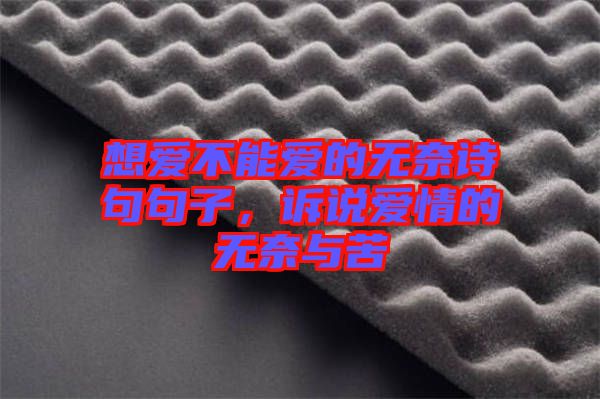 想愛(ài)不能愛(ài)的無(wú)奈詩(shī)句句子，訴說(shuō)愛(ài)情的無(wú)奈與苦