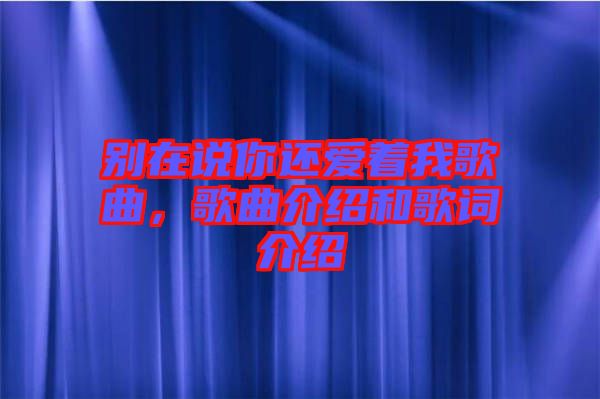 別在說你還愛著我歌曲，歌曲介紹和歌詞介紹