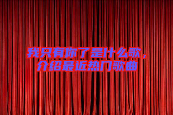 我只有你了是什么歌，介紹最近熱門歌曲