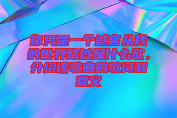 你只是一個過客從我的世界路過是什么歌，介紹該歌曲的歌詞和意義