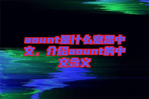 aount是什么意思中文，介紹aount的中文含義