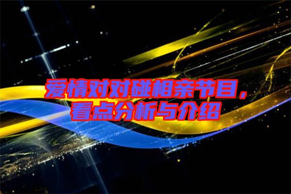 愛情對對碰相親節(jié)目，看點(diǎn)分析與介紹