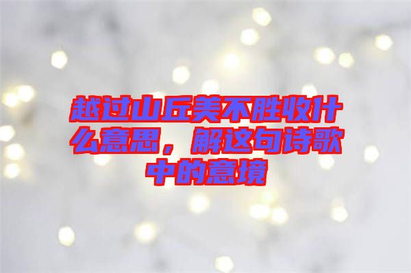 越過山丘美不勝收什么意思，解這句詩歌中的意境