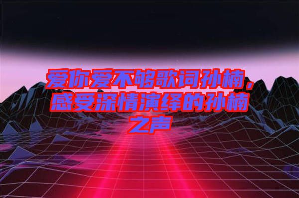 愛你愛不夠歌詞孫楠，感受深情演繹的孫楠之聲