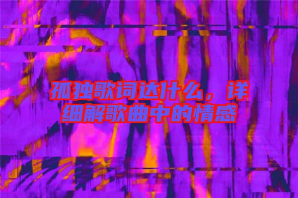 孤獨歌詞達什么，詳細解歌曲中的情感