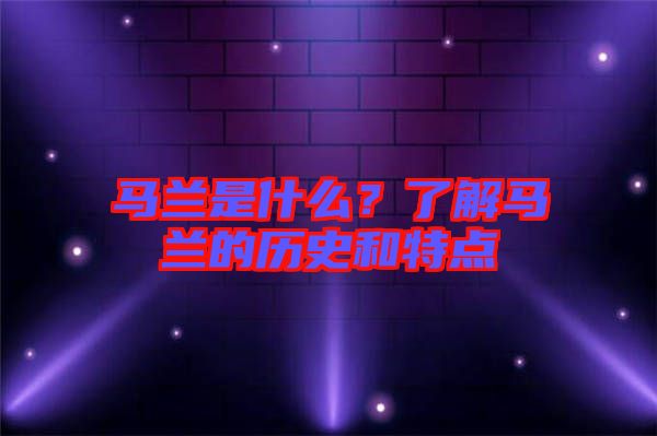 馬蘭是什么？了解馬蘭的歷史和特點