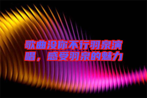 歌曲沒你不行羽泉演唱，感受羽泉的魅力