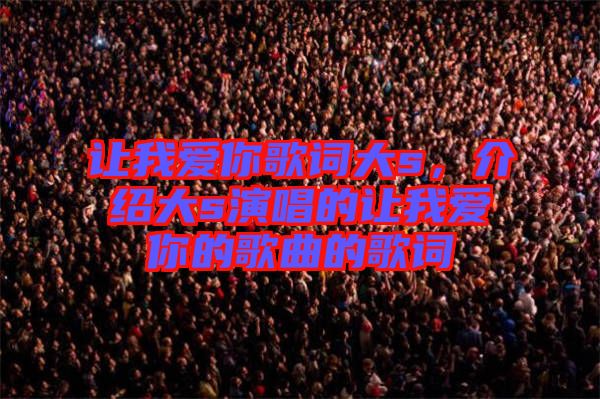 讓我愛你歌詞大s，介紹大s演唱的讓我愛你的歌曲的歌詞