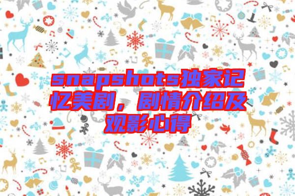 snapshots獨(dú)家記憶美劇，劇情介紹及觀影心得