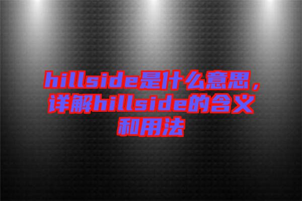 hillside是什么意思，詳解hillside的含義和用法