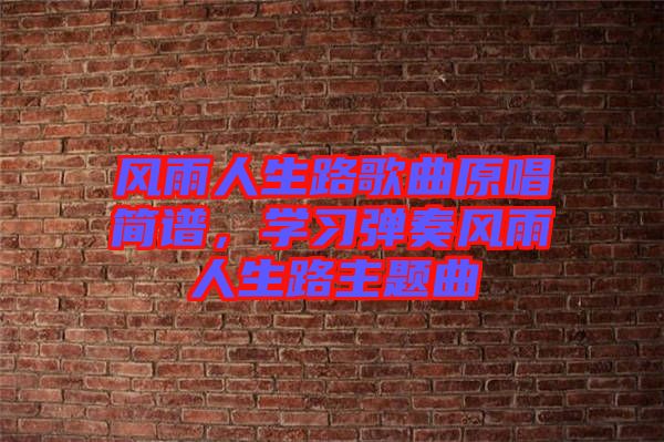 風(fēng)雨人生路歌曲原唱簡譜，學(xué)習(xí)彈奏風(fēng)雨人生路主題曲