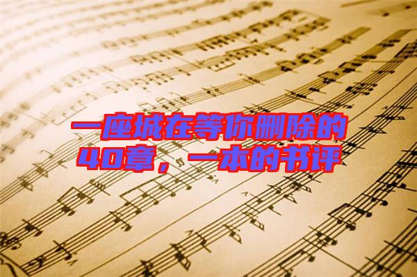 一座城在等你刪除的40章，一本的書評(píng)