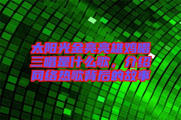 太陽(yáng)光金亮亮雄雞唱三唱是什么歌，介紹網(wǎng)絡(luò)熱歌背后的故事