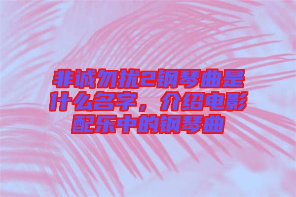 非誠勿擾2鋼琴曲是什么名字，介紹電影配樂中的鋼琴曲