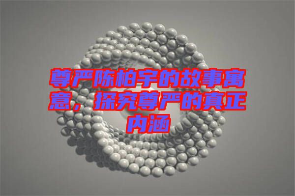 尊嚴(yán)陳柏宇的故事寓意，探究尊嚴(yán)的真正內(nèi)涵