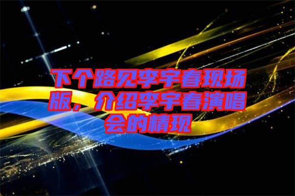 下個路見李宇春現(xiàn)場版，介紹李宇春演唱會的精現(xiàn)