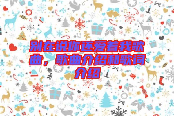 別在說你還愛著我歌曲，歌曲介紹和歌詞介紹