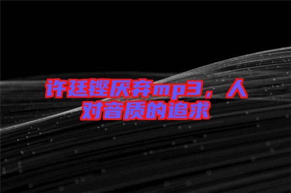 許廷鏗厭棄mp3，人對音質的追求