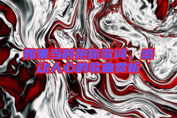 如果當(dāng)時抱你歌詞，感動人心的歌曲賞析
