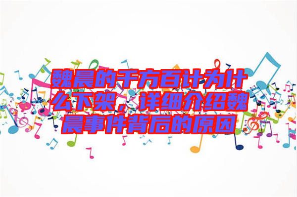 魏晨的千方百計(jì)為什么下架，詳細(xì)介紹魏晨事件背后的原因