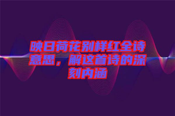 映日荷花別樣紅全詩(shī)意思，解這首詩(shī)的深刻內(nèi)涵