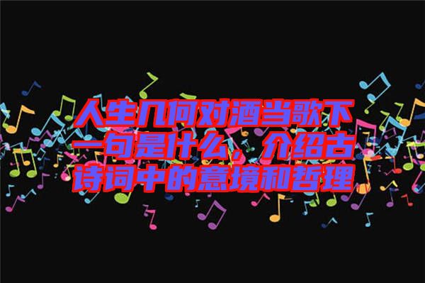 人生幾何對酒當歌下一句是什么，介紹古詩詞中的意境和哲理